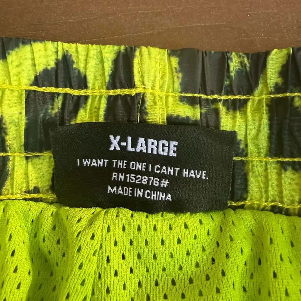 Pleasures Leopard Running Shorts Lime